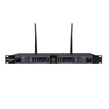 KEVLER UMC-500 Dual UHF 1100mAh Wireless Rechargeable Microphone with Dual Antenna Receiving System, Digital LCD Display, Mountable 1U Rack, 200 Selectable Frequencies Auto Frequency Search Function