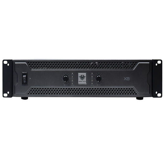 KEVLER X8 2400W Power Amplifier with 20Hz-20KHz Frequency, Balance/Unbalance XLR Input, Stereo, Parallel and Bridge Mode Selection, LED Indicators, 3-Pin XLR I/O, Metal Frame and Dual Variable Speed Fans