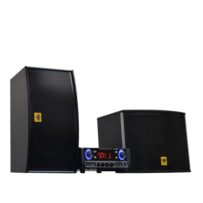 KEVLER XCITE 8" 150W 2-way Bass Reflex Mini Component 2 Speaker System with 2 Mic, Bluetooth, SD, MP3 Input for Churches, Clubs, Gymnasiums | XCITE-8