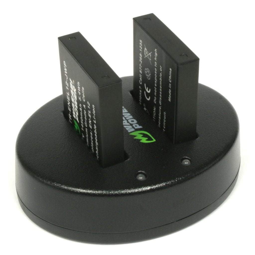 Wasabi Power Battery EN-EL12 (2-Pack) EL12 and Dual USB Charger for Nikon