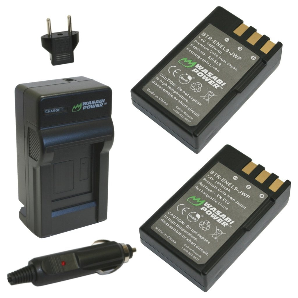 Wasabi Power Battery EL9 (2-Pack) and Charger for Nikon EN-EL9 and Nikon D40, D40x, D60, D3000, D5000