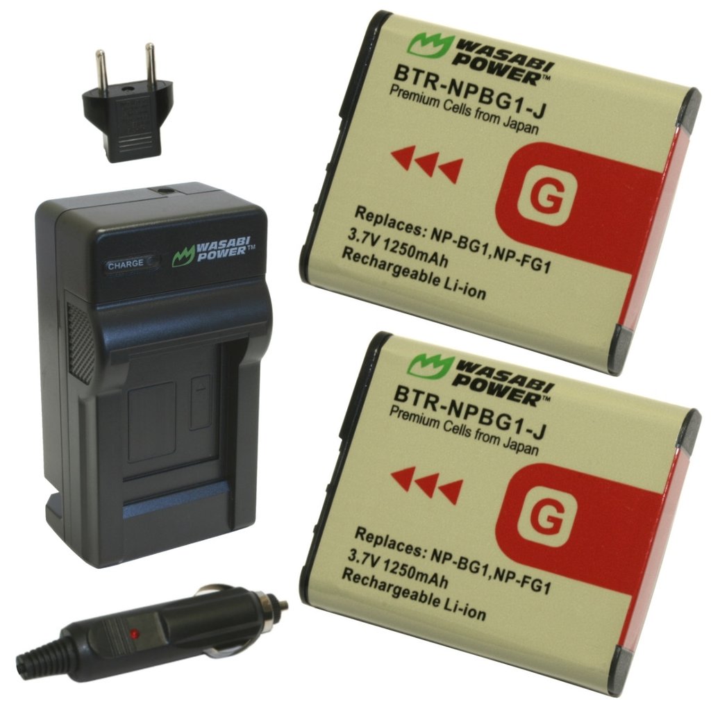 Wasabi Power Battery NP-BG1 (2-Pack) BG1 and Charger for Sony NP-BG1