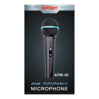 Konzert KPM-38 Dynamic Capsule Cardioid High Performance Wired Microphone with 6-Meter PL Jack Cable with Max Sound Efficiency and Uniform Frequency Response