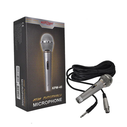 Konzert KPM-45 Dynamic Capsule Cardioid High Performance Wired Microphone with 8-Meter PL Jack Cable with Max Sound Efficiency and Uniform Frequency Response