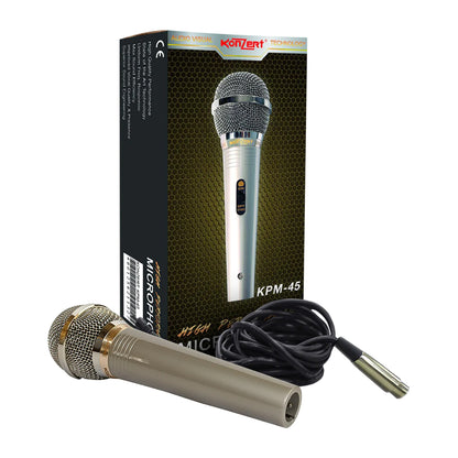 Konzert KPM-45 Dynamic Capsule Cardioid High Performance Wired Microphone with 8-Meter PL Jack Cable with Max Sound Efficiency and Uniform Frequency Response