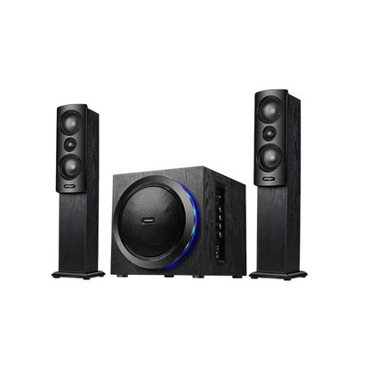 Konzert KX-355+ 3800W 2.1 Channel Active Multimedia Speaker System with 6.5" Subwoofer with Bluetooth, USB/SD Card Slot, Aux-In, 2 Mic Input, FM Radio