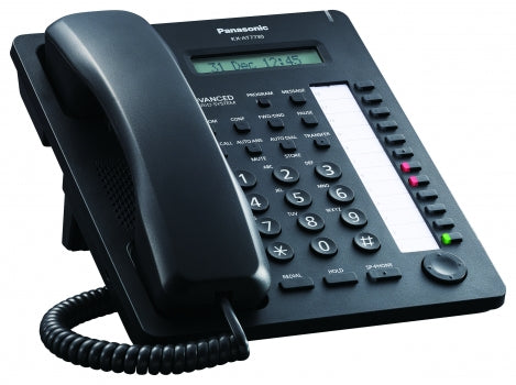 Panasonic KX-AT7730X Proprietary Telephone Landline with 1 Line LCD, Programmable Keys and Dual Colour LED, Hands Free Speaker Phone (Black)