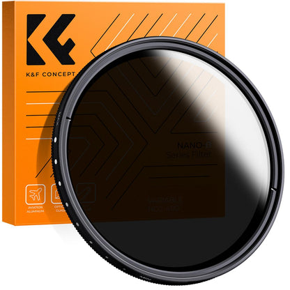 K&F Concept NANO-B Series Variable Neutral Density ND2 to ND400 Lens Filter with Circular Polarizer and Protective Cap for DSLR and Mirrorless Cameras | 67mm, 72mm, 77mm, 82mm