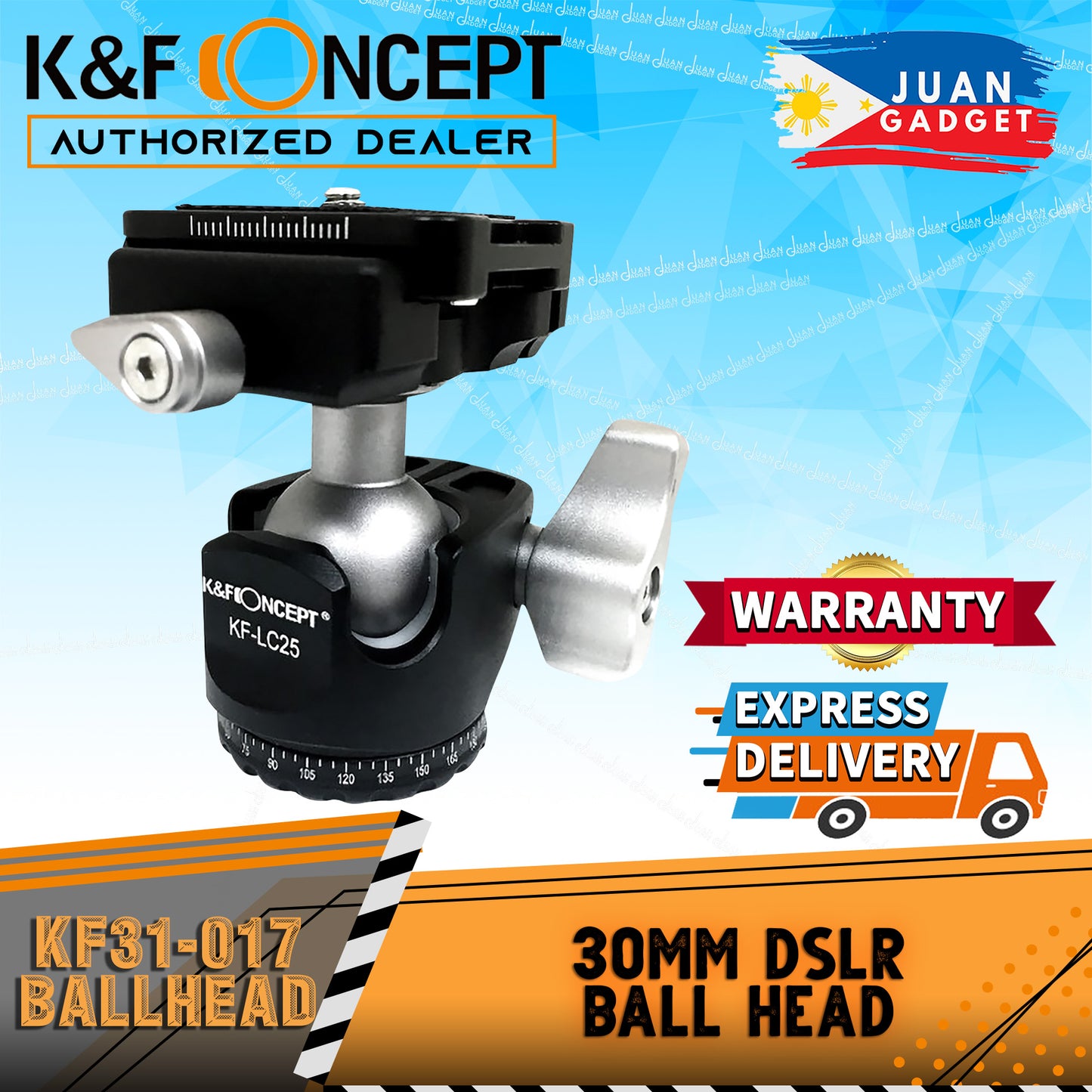 K&F Concept KF31-017 25mm Aluminum Alloy Ball Head Lightweight with 360 Adjustment Quick Release Plate for DSLR Camera Tripod Monopod Photography Vlogging