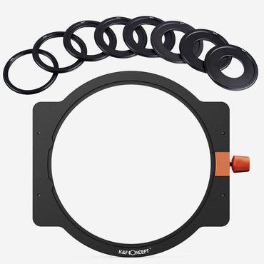 K&F Concept X Series Metal Square Filter Holder Kit with 8 Adapter Rings 49mm 52mm 58mm 62mm 67mm 72mm 77mm 82mm for DSLR Cameras | SKU-1812
