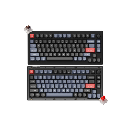 [CLEARANCE] Keychron V1 QMK 84 Keys Compact Wired TKL Tenkeyless Mechanical Keyboard with Hot-Swappable Switches and RGB Backlight with Programmable Knob Version (Brown Tactile) (Carbon Black) V1C3