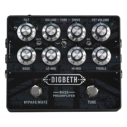 Laney Digbeth DB-PRE Bass Guitar Pre Amp Pedal with 3 Band EQ, FX Loop, AUX In for Guitars Amplifier Effects