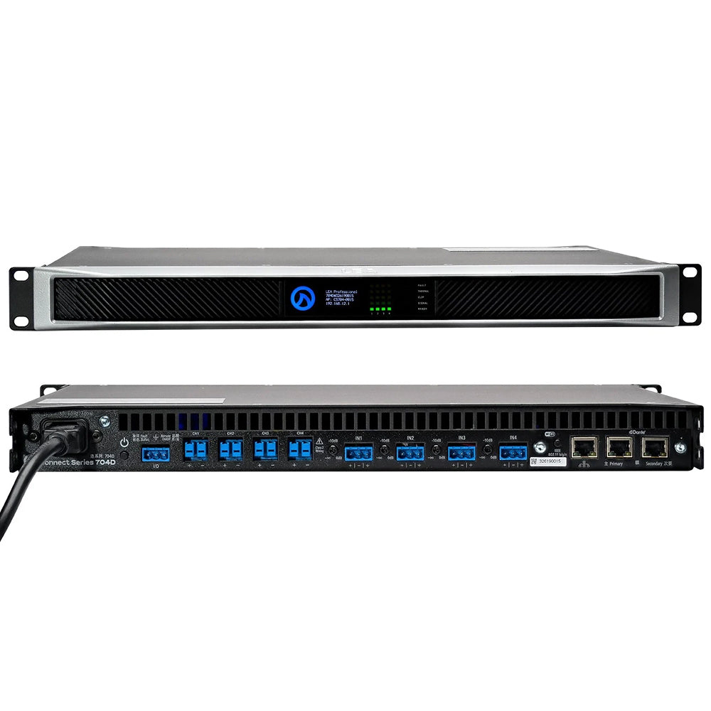 LEA Professional CS704 / CS704D 704 Connect Series 700W 4-Channel Class D Amplifier with Dante Protocol, Cloud Control, IoT Enabled Built-in WiFi Access Point and Ethernet Port, DSP Processor and 8-Band EQ Equalizer