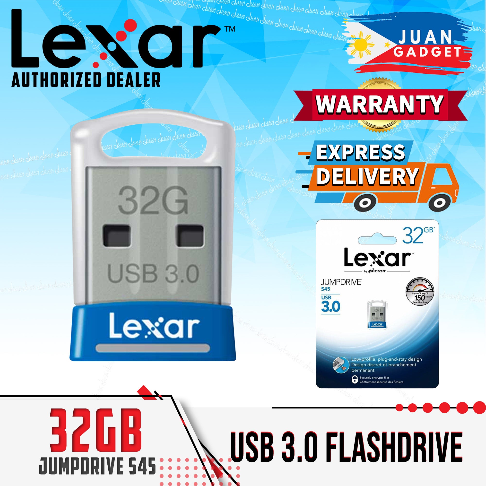 Lexar LJDS45-32GABAP JumpDrive S45 USB 3.0 32GB Flash Drive for Window ...
