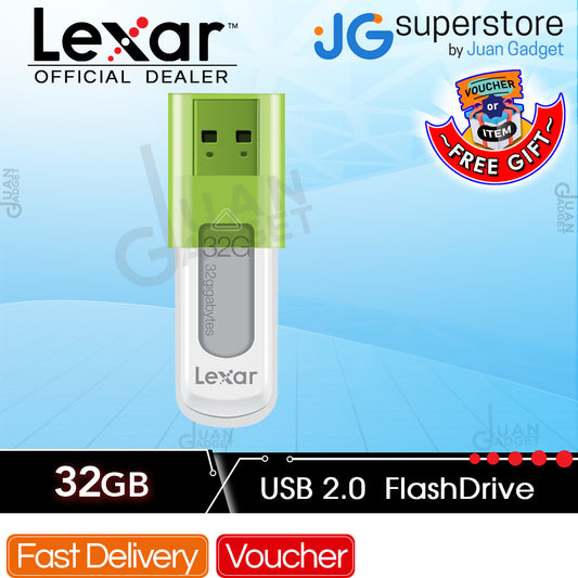 Lexar Plug and Play USB 2.0 Jumpdrive S50 Flashdrive  with 32GB Storage Capacity Compatible with Mac and PC Systems  LJDS50-32GABAS (Green)