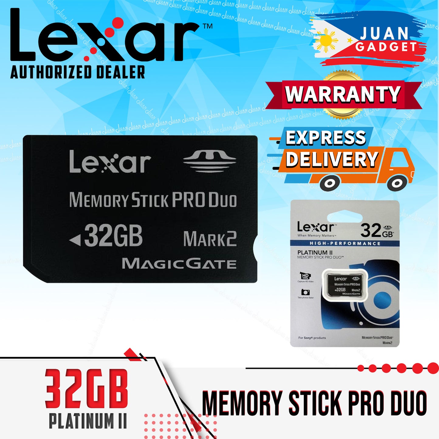Lexar LMSPD32GBBAS Platinum II (40x) 32GB Memory Stick Pro Duo for Cameras, Computers, Laptops