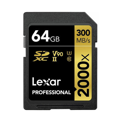 Lexar Professional 128GB 64GB 2000x SDHC / SDXC UHS-II Memory Card GOLD Series U3, V90, 8K Video Full HD and 3D with up to 300MB/s Read / 260MB/s Write, Class 10 for Cameras and Other Devices