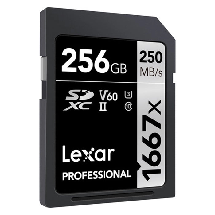 Lexar Professional 256GB SDXC V60 1667x UHS-II Class 10 Memory Card with 250MB/120MB/S Read and Write Speed | LSD256CB1667