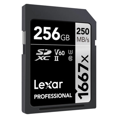 Lexar Professional 256GB SDXC V60 1667x UHS-II Class 10 Memory Card with 250MB/120MB/S Read and Write Speed | LSD256CB1667