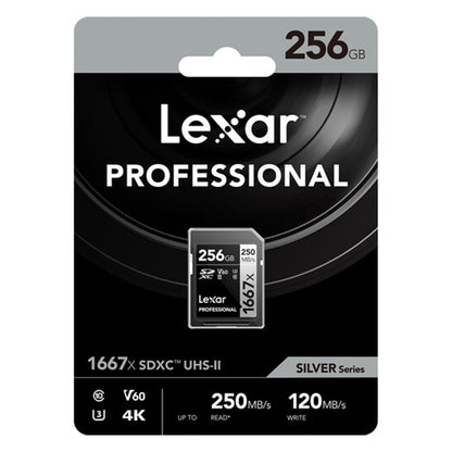 Lexar Professional 256GB SDXC V60 1667x UHS-II Class 10 Memory Card with 250MB/120MB/S Read and Write Speed | LSD256CB1667