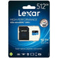 Lexar 512GB High Performance SDXC V30 633x A2 UHS-1 Class 10 Micro SD Card with 100Mb/70Mb/s Read and Write Speed and SD Card Adapter | LSDMI512BB633A