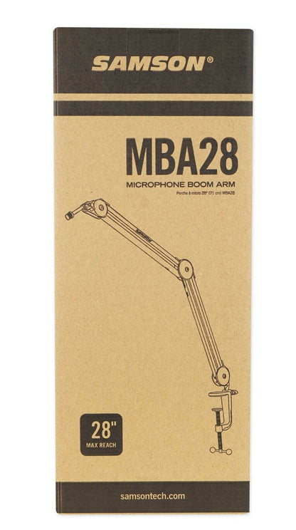 [CLEARANCE] Samson MBA28 28-Inch Durable Microphone Arm Stand with Clamp Perfect for Podcasting, Radio Broadcast and Voice Over Recording