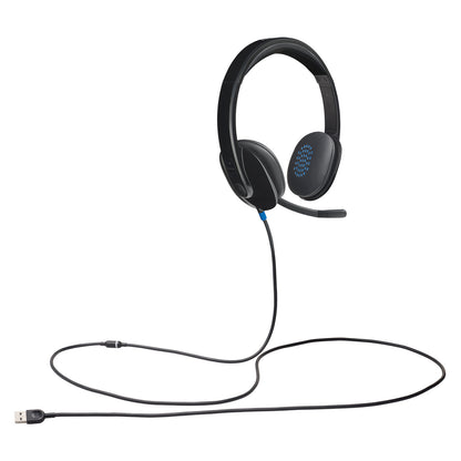 Logitech H540 USB Computer Headset Wired Headphones with Noise Cancelling Mic, On-ear Volume Controls, Stereo Sound