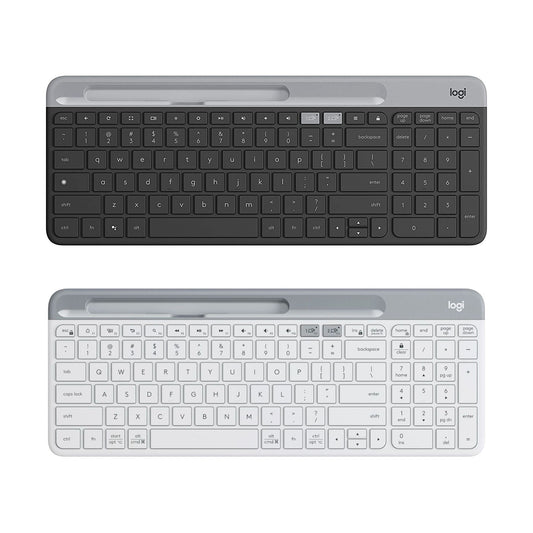 Logitech K580 Slim Multi-Device Bluetooth Wireless Keyboard with 2.4GHz USB Receiver, 10m Wireless Range, Easy-Switch up to 2 Devices (Graphite, White)