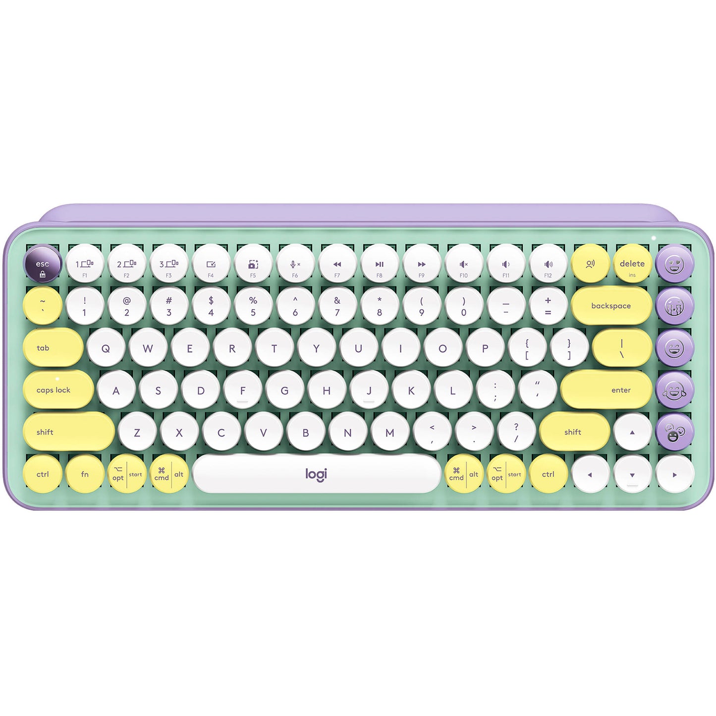 Logitech POP Keys Wireless Mechanical Keyboard with Bluetooth, USB Receiver, Customizable Emoji Keys, 3 Year Battery, 10meter Wireless Range, and Multi-Device Connection (Yellow, Mint)