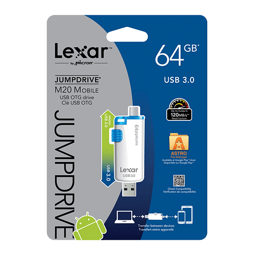 Lexar JumpDrive M20 64GB Mobile USB 3.0 Flash Drive
