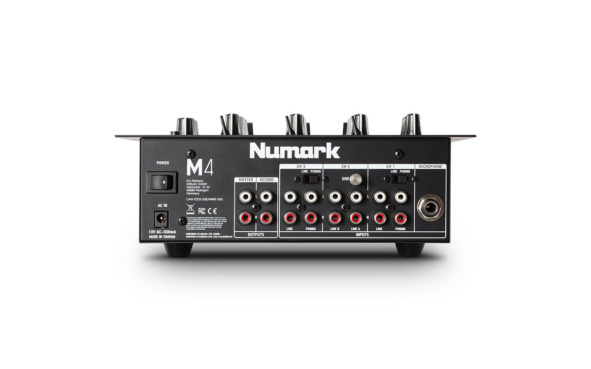 Numark M4 3-Channel Scratch Mixer with 3-Band Equalizer, Microphone Input and Crossfader