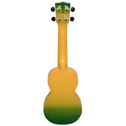 Mahalo Hawaii Series Soprano Acoustic Ukulele 4 String Guitar with 12 Frets, NuBone XB Bridge Saddles Cute Tropical Beach (Green, Orange)
