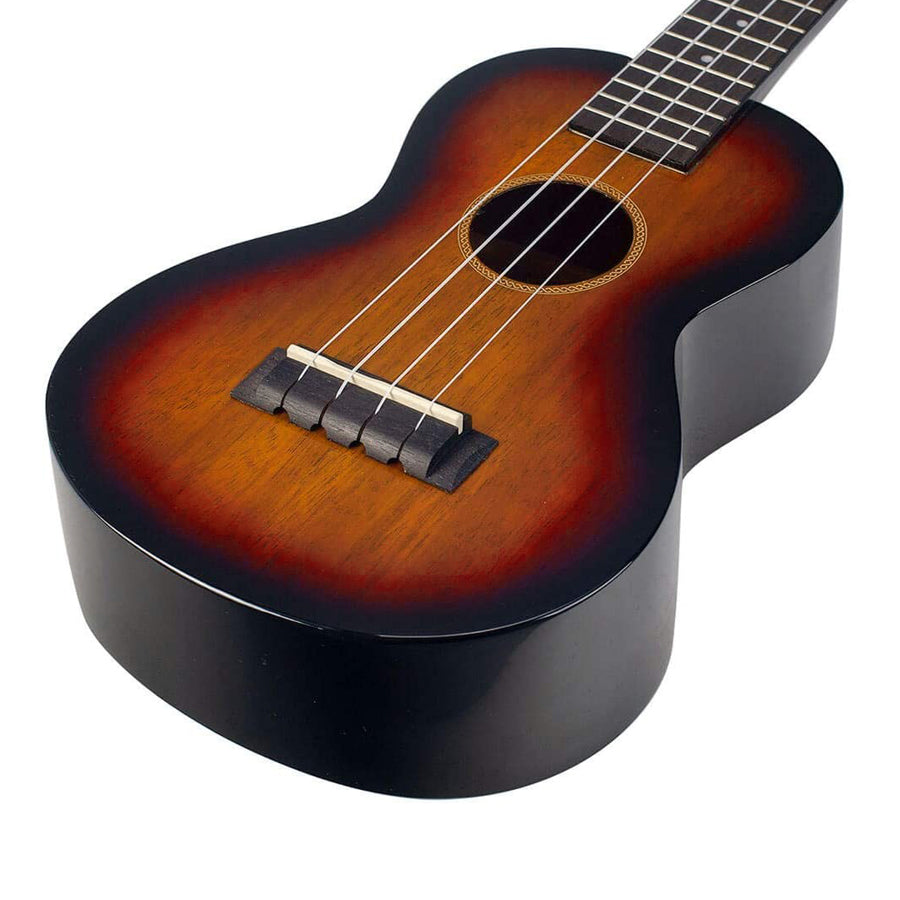 Mahalo Java Series Concert Electric Acoustic Ukulele MJ2 (3 Tone Sunburst) 4 String Guitar with 16 Frets and Preamp Tuner