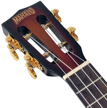 Mahalo Java Series Concert Electric Acoustic Ukulele MJ2 (3 Tone Sunburst) 4 String Guitar with 16 Frets and Preamp Tuner