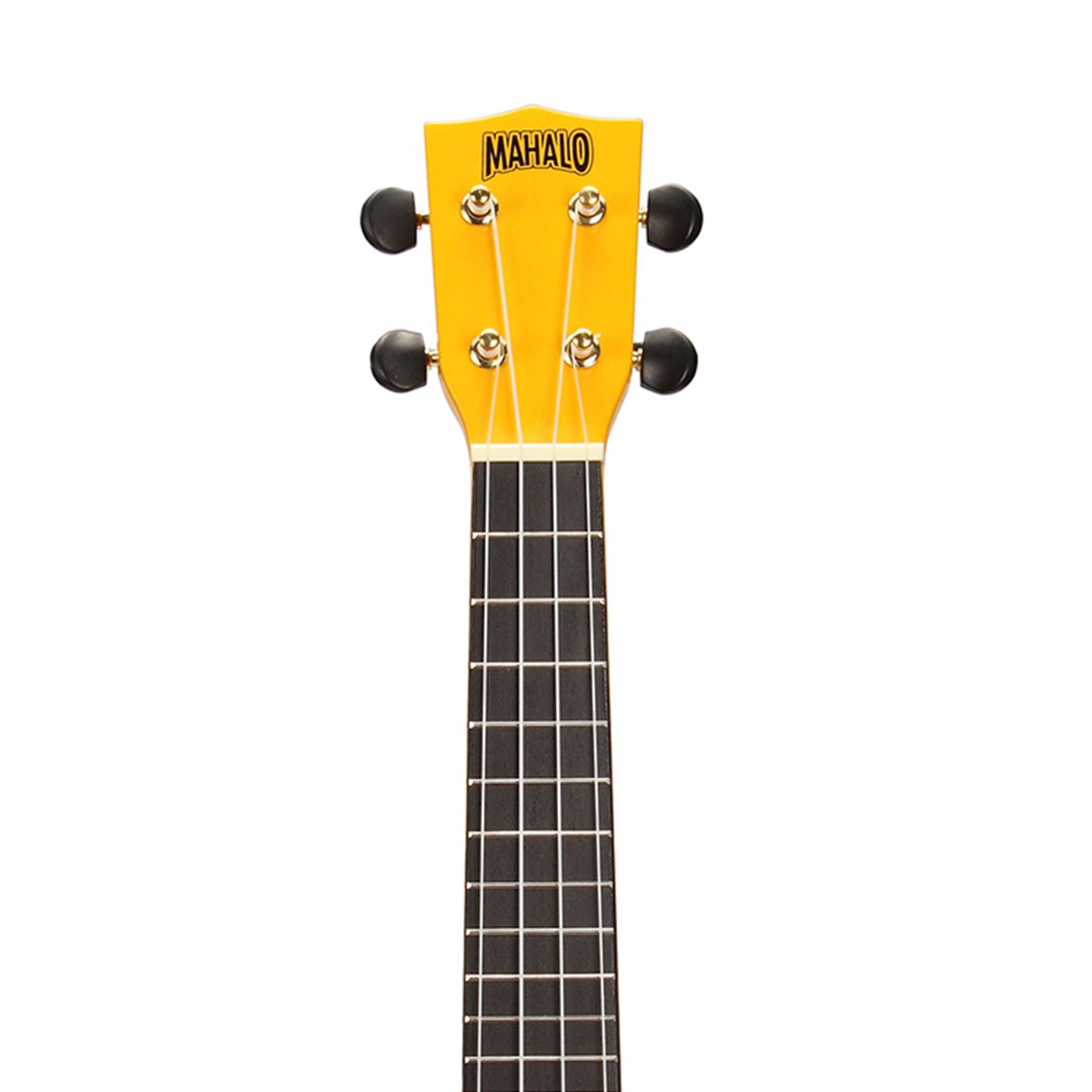 Mahalo U-Smile Series Acoustic Soprano Ukulele with 12 Frets, Built-in LCD tuner, High Gloss Finish VTYW Smiley Face (Yellow)