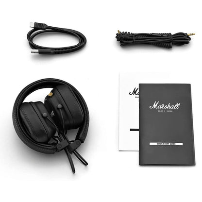 Marshall Major IV Bluetooth 5.0 On-Ear Headphones Wireless Charging 80Hrs Playback Time with Iconic Brand Design (Black)