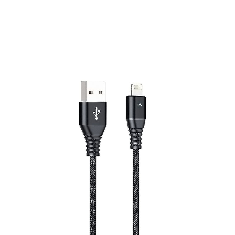 Motivo H26 USB-A 2.0 to Male Lightning 2-Meters 2.4A Fast Charging Data Cord Cable with Braided Wires, Aluminum Oxidation Resistant Plugs and Voltage Protection for Smartphones 2M | S0054