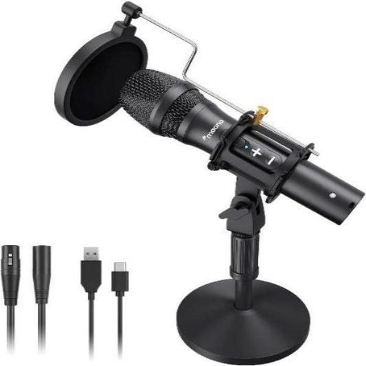 MAONO AU-HD300T HD300T USB and XLR Cardioid Condenser Dynamic Microphone with Zero-Latency and Volume Control for PC, Audio Interface, Ideal for Home Studio, Vocal, Podcast, Singing and Streaming