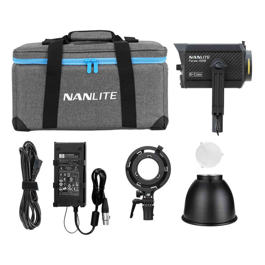 NANLITE Forza 150B 170W Bi-Color LED Wireless Spotlight Kit with 2700-6500K CCT Color Temperature Range, 12 Lighting Effect Presets and NANLINK Mobile App Support for Studio Photography | FORZA150B
