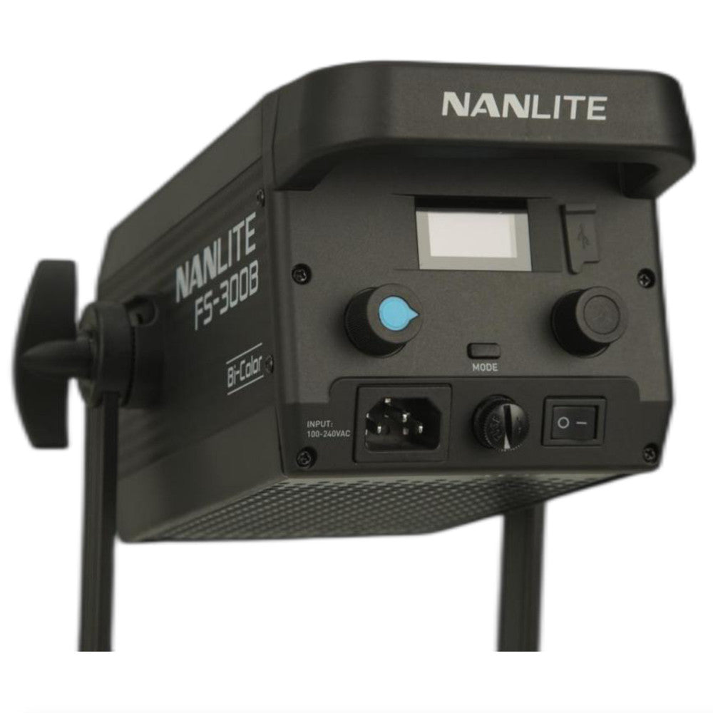 NANLITE FS-300B 350W Bi-Color AC Powered LED Monolight with Reflector, 2700K-6500K CCT Range, 12 Lighting Effects, Cooling Fan, Control Knob and NANLINK Mobile App Support for Studio Photography