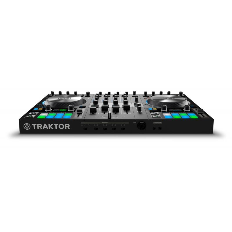 Native Instruments Traktor Kontrol S4 MK3 4-Channel DJ Controller Mixer with Patented Haptic Drive, RGB Light Rings, Pro 3 Software, Carbon Protect Faders