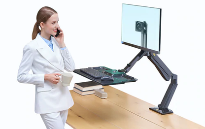 [CLEARANCE] NB North Bayou NB40 22"- 32" with 15Kg Max Payload Sit and Stand Workstation VESA Monitor Desk Mount, Keyboard Tray and Gas Strut Full Motion Swivel Arm for LCD LED TV Television