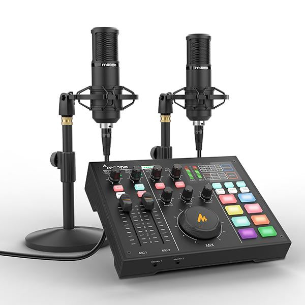 Maono AU-AM100 K3 Maonocaster All-In-One Audio Interface Podcast Production Studio with 2x Condenser Microphone