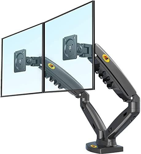 NB North Bayou F160 17"- 27" with 9Kg Max Payload Dual Monitor Heavy Duty VESA Desk Mount Stand and Gas Strut Full Motion Swivel Computer Double Arm for LCD LED TV Television