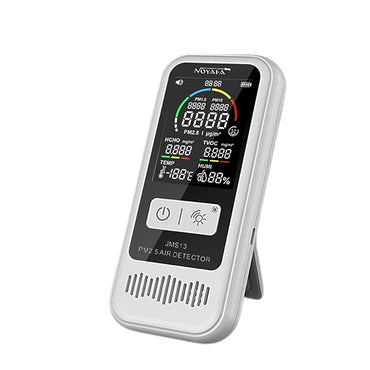 Noyafa JMS13 Air Quality Detector PM2.5 Pollution Index Monitor Electrical Mini Temperature Humidity Tester with TVOC / HCHO Sensor, USB Type-C Port and Rechargeable 1400mAh Built-In Battery for Home and Office Use