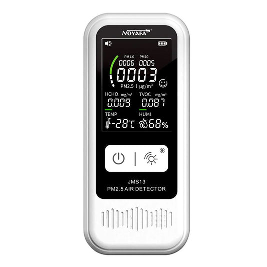 Noyafa JMS13 Air Quality Detector PM2.5 Pollution Index Monitor Electrical Mini Temperature Humidity Tester with TVOC / HCHO Sensor, USB Type-C Port and Rechargeable 1400mAh Built-In Battery for Home and Office Use