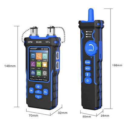 Noyafa NF-8508 Optical Wire Meter Tracer with Visual Fault Locator, Type-C Cable, RJ11/RJ45 Adaptor, Alligator Clip & Earphone