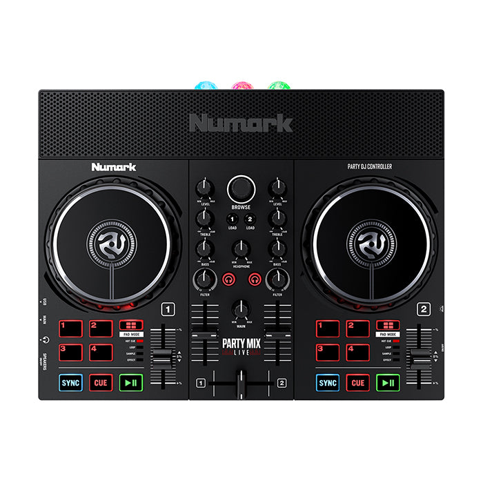 Numark PartyMix Live LED DJ Console Controller with Built-in Light Show & Speakers, APP Support for DJ Live Music and Recording