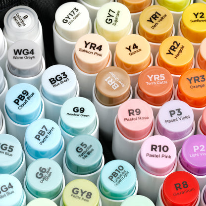 Ohuhu Honolulu Series Alcohol Based 72 Vibrant Colors plus Colorless Blender Dual Tipped Sketch Markers for Coloring and Illustrations for Kids and Adults (Chisel and Brush) Y30-80401-95
