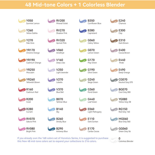 Ohuhu Honolulu Series Alcohol Based 24 Basic Colors plus Colorless Ble – JG  Superstore